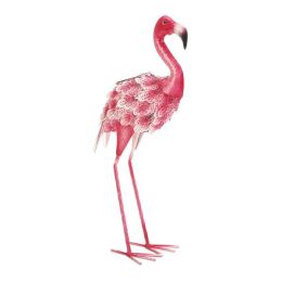 Summerfield Terrace Solar Light-Up Pink and White Metal Flamingo Garden Decor