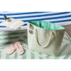 DII Shimmery Green Striped Woven Paper Beach Tote Bag