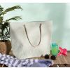 DII Shimmery Green Striped Woven Paper Beach Tote Bag