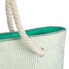 DII Shimmery Green Striped Woven Paper Beach Tote Bag