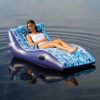 Aqua Leisure Ultra Cushioned Comfort Lounge Hawaiian Wave Print w/Adjustable Pillow