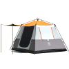 Outdoor 4/6 Person Dark Room Instant Tent;  Easy Setup Family Tent;  Tent for Camping Waterproof with Door Mat and Door Awning;  Orange;  Large