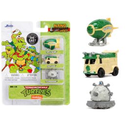 "Teenage Mutant Ninja Turtles" 3 piece Set "Nickelodeon" "Nano Hollywood Rides" Series Diecast Model Cars by Jada