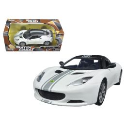 Lotus Evora S Matt White with Black Top and Gray Stripes "Satin Paint" Series 1/24 Diecast Model Car by Motormax