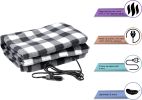 Electric Car Blanket- Heated 12 Volt Fleece Travel Throw for Car and RV-Great for Cold Weather;  Tailgating;  and Emergency Kits by Stalwart-BLACK/WHI