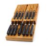 In-Drawer Bamboo Knife Block Holds 12 Knives and 1 Sharpening Steel (Not Included)