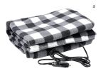 Electric Car Blanket- Heated 12 Volt Fleece Travel Throw for Car and RV-Great for Cold Weather;  Tailgating;  and Emergency Kits by Stalwart-BLACK/WHI