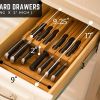 In-Drawer Bamboo Knife Block Holds 12 Knives and 1 Sharpening Steel (Not Included)