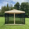 10x10Ft Outdoor Patio Gazebo Canopy Tent With Ventilated Double Roof And Mosquito Net(Detachable Mesh Screen On All Sides),Suitable for Lawn, Garden,