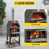 12" Wood Fried Pizza Oven with Wheels & Handle Labor-Saving 2-Layer Portable for Backyard Camping Site Park Outdoor Baking