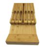 In-Drawer Bamboo Knife Block Holds 12 Knives and 1 Sharpening Steel (Not Included)