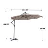 Patio Outdoor Adustment Hanging Cantilever Offset 10 FT Umbrella  With 32 LED  Solar Lights