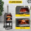 12" Wood Fried Pizza Oven with Wheels & Handle Labor-Saving 2-Layer Portable for Backyard Camping Site Park Outdoor Baking