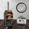 12" Wood Fried Pizza Oven with Wheels & Handle Labor-Saving 2-Layer Portable for Backyard Camping Site Park Outdoor Baking