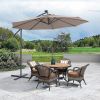 Patio Outdoor Adustment Hanging Cantilever Offset 10 FT Umbrella  With 32 LED  Solar Lights