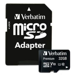 Verbatim 32GB Premium microSDHC Memory Card with Adapter, UHS-I Class 10