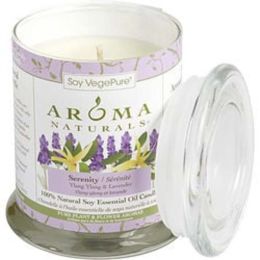 Serenity Aromatherapy By Serenity Aromatherapy One 3.7x4.5 Inch Medium Glass Pillar Soy Aromatherapy Candle. Combines The Essential Oils Of Lavender A