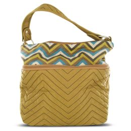 Travelon Quilted Nylon Zip-Top Train Case - Tan/Zig Zag Pattern