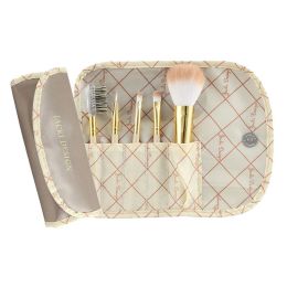 Jacki Design Vintage Allure 5 PC Make Up Brush Set And Bag, Cream