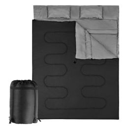 Traving Camping Portable Duble Person Waterproof Sleeping Bag W/ 2 Pillows (type: Sleeping Pad, Color: Black)