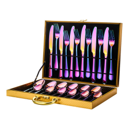 Elegant Western High-End Stainless Steel Tableware 24 Piece Set (type: knife and fork, Color: Colorful)