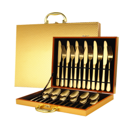 Elegant Western High-End Stainless Steel Tableware 24 Piece Set (type: knife and fork, Color: Gold)