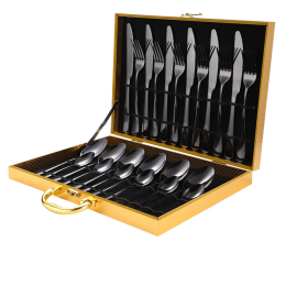 Elegant Western High-End Stainless Steel Tableware 24 Piece Set (type: knife and fork, Color: Black)