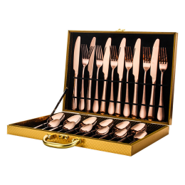 Elegant Western High-End Stainless Steel Tableware 24 Piece Set (type: knife and fork, Color: Rose Gold)