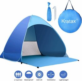 Pop Up Beach Tent for 1-3 Person Rated UPF 50+ for UV Sun Protection Waterproof (type: Kratax-J737)