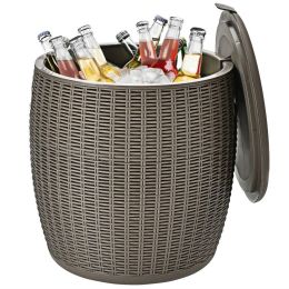 Patio Rattan Cool Bar 12 Gallon 4-in-1 Cocktail Table Side Table (type: Outdoor Coolers, Color: Brown)