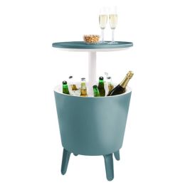 7.5 Gallon Modern Cool Bar Outdoor Patio Furniture With Wine Cooler (type: Beverage Cooler Bar Table, Color: Teal)