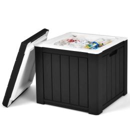 3-In-1 Patio 10 Gallon Ice Cube Cooler Box Table Stool Storage W/Handle (type: Outdoor Coolers, Color: Black)