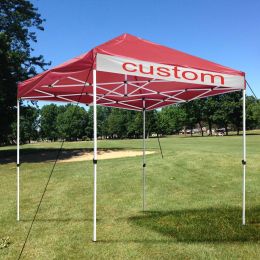 10X10ft EZ Pop Up Canopy Folding Gazebo/Red (Color: As Picture)