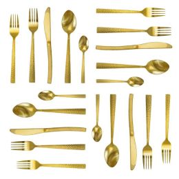 Elegant Western Utensils 20 Piece Flatware Utensil Set 4 In (type: knife and fork, Color: Gold)