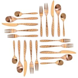 Elegant Western Utensils 20 Piece Flatware Utensil Set 4 In (type: knife and fork, Color: Rose Gold)