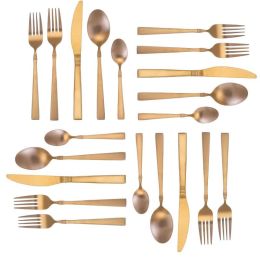 Elegant Western Utensils 20 Piece Flatware Utensil Set 4 In (type: knife and fork, Color: Matte Rose)