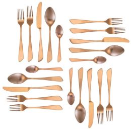 Elegant Western Utensils 20 Piece Flatware Utensil Set 4 In (type: knife and fork, Color: Rose Gold Matte)