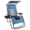 Outdoor Premium Zero Gravity Reclining Lounge Chair with Sun Shade;  Padded Seat;  Cool Mesh Back;  Pillow;  Cup Holder & Side Table for Sports Yard P