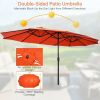 Outdoor Garden Market Double-Sided Twin Patio 15 Feet Umbrella with Crank And Base