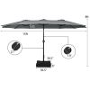 Outdoor Garden Market Double-Sided Twin Patio 15 Feet Umbrella with Crank And Base