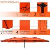 Outdoor Garden Market Double-Sided Twin Patio 15 Feet Umbrella with Crank And Base