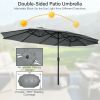 Outdoor Garden Market Double-Sided Twin Patio 15 Feet Umbrella with Crank And Base