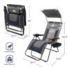 Outdoor Premium Zero Gravity Reclining Lounge Chair with Sun Shade;  Padded Seat;  Cool Mesh Back;  Pillow;  Cup Holder & Side Table for Sports Yard P