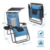 Outdoor Premium Zero Gravity Reclining Lounge Chair with Sun Shade;  Padded Seat;  Cool Mesh Back;  Pillow;  Cup Holder & Side Table for Sports Yard P